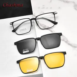 Оправы для солнцезащитных очков Chashma, мужские клипсы на очки, магнитное стекло Ultem, титановая оптическая оправа для вождения, женские линзы по рецепту