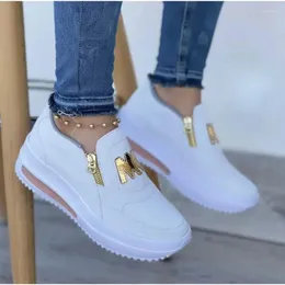 Casual skor kvinnor sneakers m tryckt sida blixtlåsplattform plus storlek vulkaniserade zapatillas mujer sapato plataforma feminino