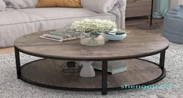 Living Room Furniture Usa Stock Round Coffee Table Rustic Wooden Surface Top Sturdy Metal Legs Industrial Sofa For Living Room Mod3952730