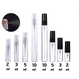 10 teile/paket 2ML 3ML 5ML 10ML Schwarz Klar Tragbare Mini Parfüm Glas Flasche Leere Kosmetik Flasche probe Dünne Glas Fläschchen