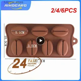 Narzędzia do lodów 2/4/6pcs fasolka do kawy taca lodowa 7 hole żywność silikonowy szybko zamrażanie lód Make Mini Candy Ice Tray Candy Jello Making Form L240319