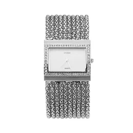Modny i modny luksusowy zegarek dla kobiet z kwadratową dekoracją dużego tarczy i wielką ręką