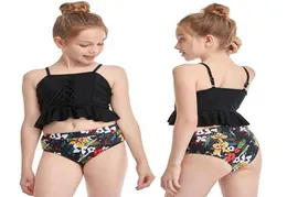 Girls Swimsuit Two Pieces Children Swimwear Kids Ruffled Bikini Set HighWaisted Bathing Suit Floral Summer Beachwear 212 Year On8442369