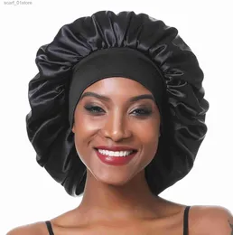 Bandane Durag 2022 di Nuovo Modo Cappello di Raso di Seta Arricciati Capelli Lunghi Sonno C Delle Donne di Notte Extra Large Fascia ElasticaC24319