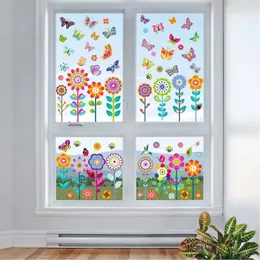 Window Stickers 9 Sheets Cute Cartoon Sticker Wall Decals Children's Room Kindergarten Glass Easter Decoration Poster