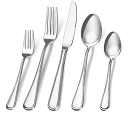 ASSSCICI 40 stycken Silverware Set för 8 flatvaror i rostfritt stål inklusive knivgaffel Modern Desi 240318