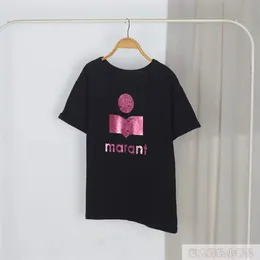24ss Isabel Marant Yeni Niche Marant Designer T Shirt Sıcak Dudak Baskı Çok Yuvarlak Yuvarlak Boyun Pamuk Gevşek Külver Marant Üst Kadın Kısa Kollu Polos Trend Tişört 264