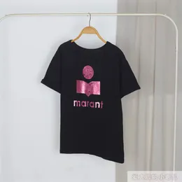 24SS Isabel Marant New New Niche Marant 디자이너 T 셔츠 Hot Lip Print 다목적 라운드 목 면도 풀 오버 Marant Top Women Short Sleeved Polos Trend T-Shirt 264