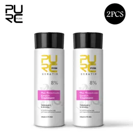 Behandlungen PURC 2-teilige brasilianische Keratin-Behandlungssets 100 ml Formalin-Haarglättungsprodukte Glättungsshampoo Haarpflege 0 % 5 % 8 % 12 %