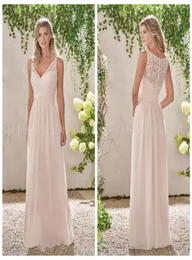 2019 VNECK LACE TOP ALINE CHIFFON BRIDEMAIDS Dresses Simple Spring Vestidos de Bridesmaid Party Gowns Honor of Maid Cheap Forma1985228