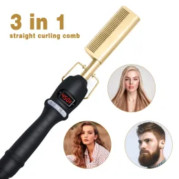 Irons Hot Comb Hair Straightener Electric Hot Comb Brush Flat Iron Electric Heating Comb With LCD Display Hair Straightener For Wig