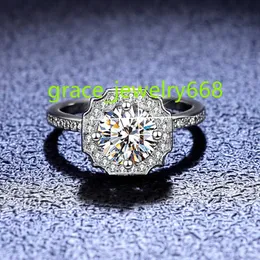 New arrival 925 sterling silver 1ct moissanite wedding rings luxury jewelry adjustable size engagement diamond rings for women