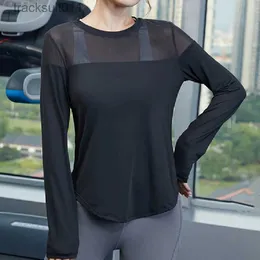 Aktiv-Sets Vansydic Damen Sport-Top, lang, Schlitten, offener Rücken, Yoga-Shirt, Mesh, Fitness, Übung, T-Shirt, locker, Outdoor, aufregend, atmungsaktiv, TopC24320