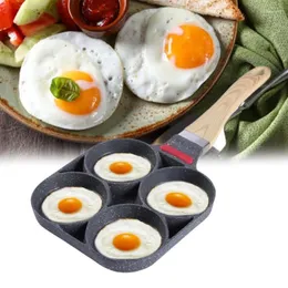 Pfannen H7EA 4 Loch Aluminium Eier Verdickte Omeletts Braten Küche Kochwerkzeug