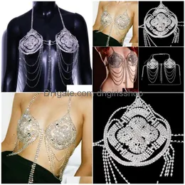 Other Stonefans Flower Shape Chest Bra Accessories For Women Summer Y Tassel Crystal Body Chain Harness Rave Jewelry 221008 Drop Deliv Dhks7