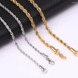 Hänge halsband 3 mm repkedja halsband kvinnor män handgjorda rostfritt stål vridna länk hiphop smycken