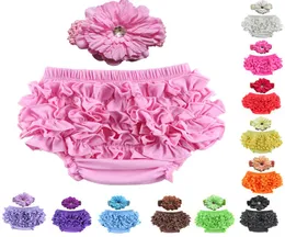 12 cores bebê cetim babado bloomers calça capa de fralda com faixa de cabeça infantil renda pp calças criança crianças babados roupa íntima de algodão bloo4421888