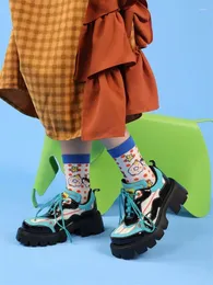 869 sapatos de vestido inverno sola grossa doce legal cabeça grande feminino feio bonito estudante de moda kawaii meninas salto alto plataforma cunha sapato 44666