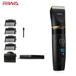 Máquina de cortar cabelo profissional riwa, bateria de lítio, com lâminas de liga de titânio cerâmica, à prova d'água, aparador de cabelo, usb, masculino, ki