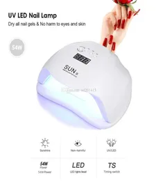 Sun X 54W LED -nagellampa sensor UV -lampor manikyr snabb torr nageltork gelpolska för härdning naglar utrustning3603334