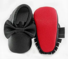 Bowknot Leather Baby Shoes born Boy Girl Multicolor Toddler Red Soft Sole Antislip First Walkers Infant Moccas 240313