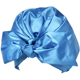 Touca de banho feminina de seda para todos os estilos de cabelo Cabelo longo ajustável à prova d'água camadas duplas reutilizável grande touca de banho de cetim com gravata borboleta para mulheres