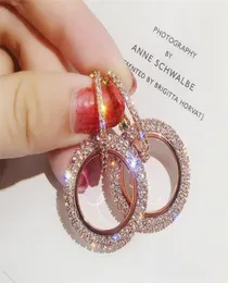 Novo design de joias criativas de alta qualidade elegantes brincos de cristal redondos brincos de ouro e prata brincos de festa de casamento para mulheres KF6570729