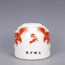 Bottles Chinese Style Famille Rose Porcelain Jar Lion Design Pot 3.43" Taishi Shaobao