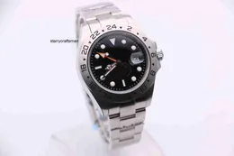 Watch Watch RLX Clean 216570 Silver Case 16570 Black Dial الفولاذ المقاوم للصدأ التقويم 42 مم لتر