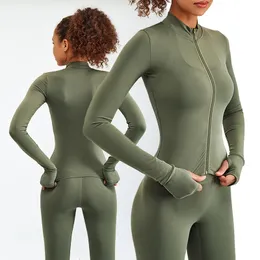 Est Zipper Long Sleeve Yoga Set 2PCS High Weist Fitness Sport Gym Suit Sportwear Women Get Ordering Clothestracksuit Academic 240306