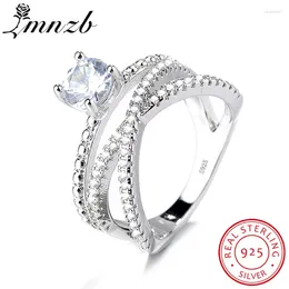 Con pietre laterali LMNZB Reale argento sterling 925 5A Zirconia Anello nuziale Gioielli di fidanzamento di moda per le donne Regali di anniversario LZR997