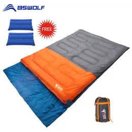 Gear Bswolf Ultralight Camping Sleeping Bag Waterproof Håll varma dubbla vuxna Bomull Sovväska för utomhusresor 2.2/3,0/3,5 kg