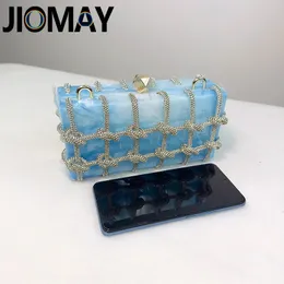 JioMay Luxury Rhinestone Purses for Women Brand Fashion Designer Handväskor Marmoring Evening Clutch mångsidig parti Rhinestone Bag 240315