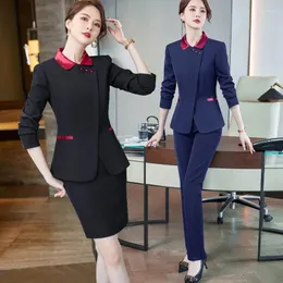 Women's Two Piece Pants El Work Clothes Autumn And Winter Long-Sleeved Pot Restaurant Catering Front Desk Cashier Waiter