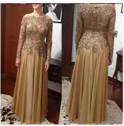 Plus Size Elegant Gold A Line Lace Bead Mother of the Bride Dresses Chiffon Floorlength Zipper Back Mother039s Dresses Formal 8161356