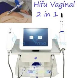 機器HIFU 2 in 1膣皮膚締め顔を持ち上げる高強度焦点を合わせた超音波しわ除去プライベートビューティーマシン膣s