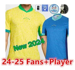 Camisa de futebol do Brasil 2024 Copa América Copa NEYMAR VINI JR Kids Kit Sets 25 Camisa de futebol da seleção brasileira 24/25 Home Away Player versão 4XL RODRYGO MARTINELLI66