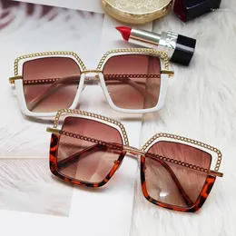 Sunglasses Women's Alloy Watch Chain Men's Design Sunshade Glasses Girls UV400