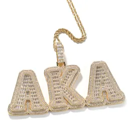 Hip Hop DIY Custom Large A-Z Name Buchstaben Anhänger Halsketten Charme für Männer Frauen volle 5A Zirkonia Schmuck