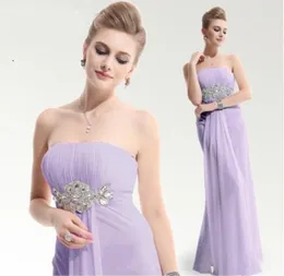 Säljer Aline Strapless Empire Midjelinje Crystal Pärlängd Golvlängd Prom Dress Bridesmaid Dress7306359