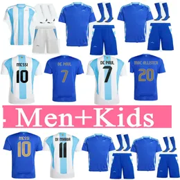 Fãs Argentina M E S S I Camisas de futebol 2024 2025 E.FERNANDEZ J.ALVAREZ MARTINEZ DYBALA DI MARIA DE PAUL MAC ALLISTER E.MARTINEZ 24 25 futebol masculino camisa infantil