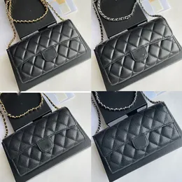 Womens Designer Lambskin/Caviar Leather Woc Bags Plånbok på kedjan Långt handväska telefonkorthållare Multi Pochette SHW/GHW Crossbody Shouder Handväskor utomhusväska 18 cm