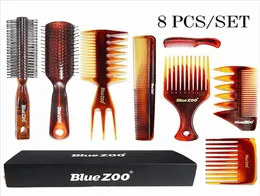 Niebieskie Zoo Amber Combs 8piece Suit odporny na ciepło i antystatyczne men039s Olej głowica Big Back Hair Combs2170144