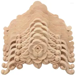 장식 인형 10pcs 꽃 나무 조각 데칼 코너 아플리크 장식 프레임 나무 캐비닛 공예품