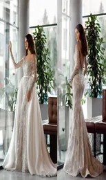 Oksana Mukha Wedding Dresses Scoop Lengless Detachable Train Bridal Gowns Lace Aptliques Beads Sepecins Mermaid Weddin4838438
