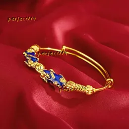 Bracciale rigido gocciolante blu truppe coraggiose regolare braccialetto da donna moda oro giallo riempito classico regalo di gioielli femminili braccialetto 2024 braccialetto di lusso regalo di gioielli