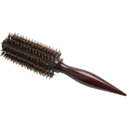 Ny 2024 Portable Women Hair Brush Comb Round Anti-Static Curly Brush Natural Bristle Wood Handle Hair Styling Comb frisörverktyg för för