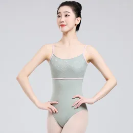 Palco desgaste alto hip sling ballet collant para meninas adulto ar yoga roupas dança macacão mulheres bailarina rendas