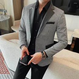 Men's Suits Men Spring High Quality Business Suit Jackets Man Slim Fit Plaid Primavera Nova Marca Blazers Casual Fashion 4XL-M