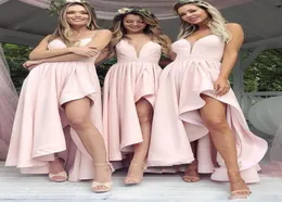 2018 bebê rosa uma linha vestidos de dama de honra sexy espaguete vestidos de dama de honra plissado vestidos de convidado de casamento personalizado made7556758